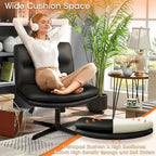 Chaise de bureau sans roulettes Criss Cross, en cuir PU rembourrée, pivotante, moderne, pour coiffeuse