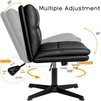 Chaise de bureau sans roulettes Criss Cross, en cuir PU rembourrée, pivotante, moderne, pour coiffeuse