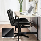 Chaise de bureau sans roulettes Criss Cross, en cuir PU rembourrée, pivotante, moderne, pour coiffeuse