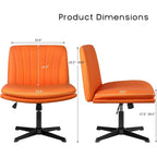 Chaise de bureau sans roulettes Criss Cross, en cuir PU rembourrée, pivotante, moderne, pour coiffeuse