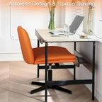 Chaise de bureau sans roulettes Criss Cross, en cuir PU rembourrée, pivotante, moderne, pour coiffeuse