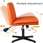 Chaise de bureau sans roulettes Criss Cross, en cuir PU rembourrée, pivotante, moderne, pour coiffeuse