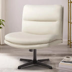 Chaise de bureau sans roulettes Criss Cross, en cuir PU rembourrée, pivotante, moderne, pour coiffeuse
