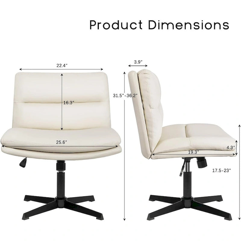 Chaise de bureau sans roulettes Criss Cross, en cuir PU rembourrée, pivotante, moderne, pour coiffeuse