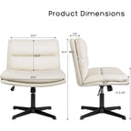Chaise de bureau sans roulettes Criss Cross, en cuir PU rembourrée, pivotante, moderne, pour coiffeuse