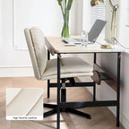 Chaise de bureau sans roulettes Criss Cross, en cuir PU rembourrée, pivotante, moderne, pour coiffeuse
