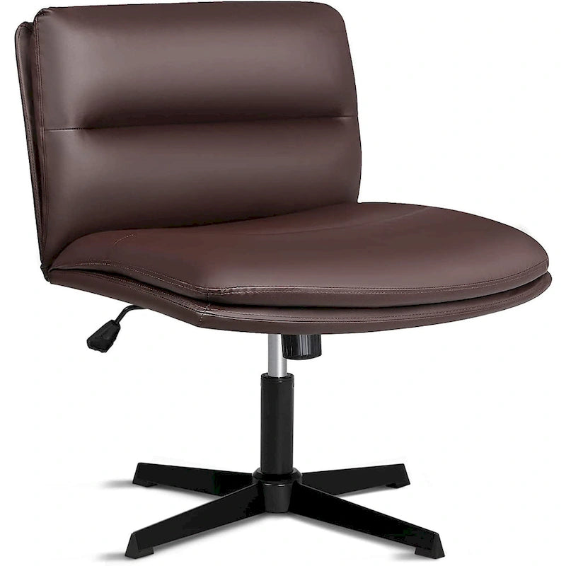 Chaise de bureau sans roulettes Criss Cross, en cuir PU rembourrée, pivotante, moderne, pour coiffeuse