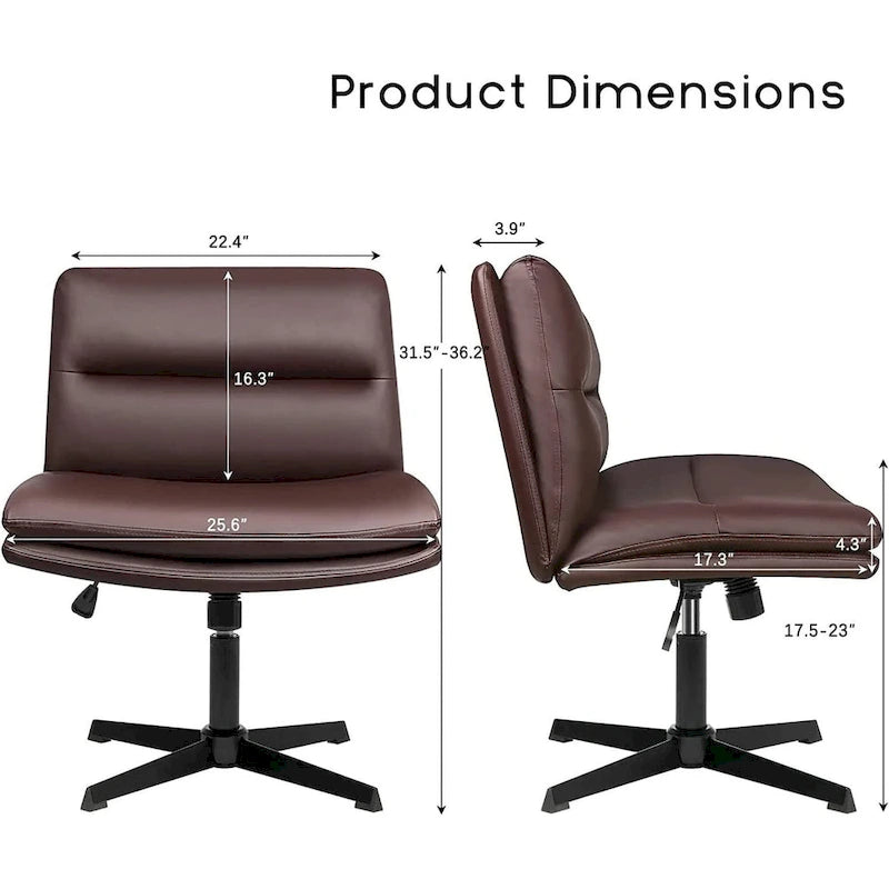 Chaise de bureau sans roulettes Criss Cross, en cuir PU rembourrée, pivotante, moderne, pour coiffeuse