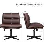 Chaise de bureau sans roulettes Criss Cross, en cuir PU rembourrée, pivotante, moderne, pour coiffeuse