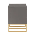 Table d'appoint à 2 tiroirs en métal doré avec motif en losange en arche
