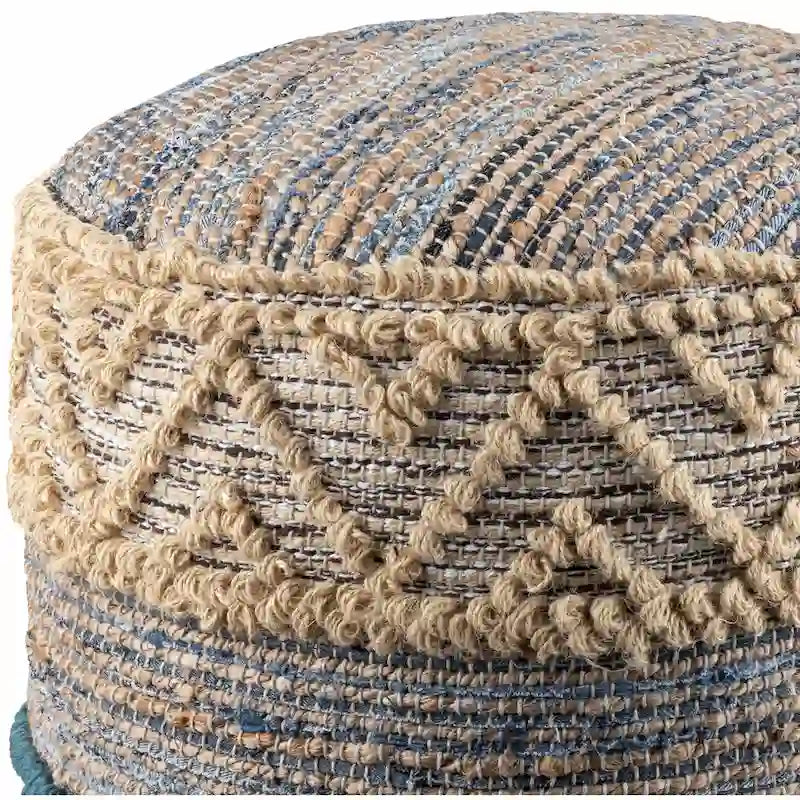 Pouf cylindrique en jute bohème de 45 cm