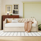Lit de repos capitonné taille double avec lit gigogne escamotable, Beige