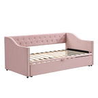 Lit de repos capitonné taille double avec lit gigogne escamotable, Beige