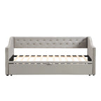 Lit de repos capitonné taille double avec lit gigogne escamotable, Beige