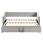 Lit de repos capitonné taille double avec lit gigogne escamotable, Beige