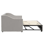 Lit de repos capitonné taille double avec lit gigogne escamotable, Beige