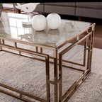 Table basse géométrique rectangulaire imitation marbre