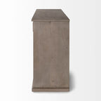 Bahut 3 tiroirs 6 portes en bois massif marron naturel - 81,5L x 18,5P x 36,0H
