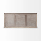 Bahut 3 tiroirs 6 portes en bois massif marron naturel - 81,5L x 18,5P x 36,0H