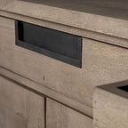 Bahut 3 tiroirs 6 portes en bois massif marron naturel - 81,5L x 18,5P x 36,0H