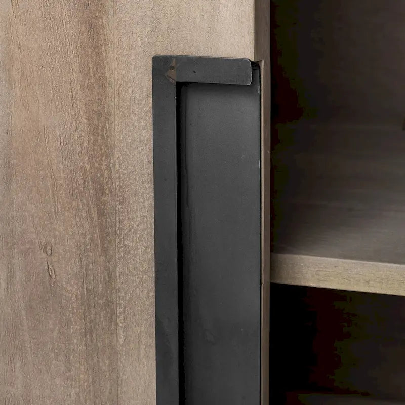 Bahut 3 tiroirs 6 portes en bois massif marron naturel - 81,5L x 18,5P x 36,0H