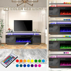 Meuble TV cheminée 70 po avec foyer électrique 36 po, console TV pour téléviseurs jusqu'à 80 po pour salon, noir - 36