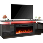 Meuble TV cheminée 70 po avec foyer électrique 36 po, console TV pour téléviseurs jusqu'à 80 po pour salon, noir - 36