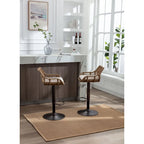 Lot de 2 tabourets de bar pivotants réglables en tissu avec repose-pieds