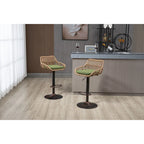 Lot de 2 tabourets de bar pivotants réglables en tissu avec repose-pieds
