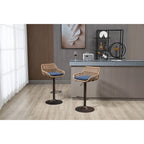 Lot de 2 tabourets de bar pivotants réglables en tissu avec repose-pieds