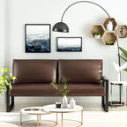 Causeuse de style Mid-Century en similicuir avec cadre en acier
