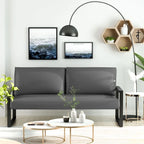 Causeuse de style Mid-Century en similicuir avec cadre en acier
