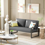 Causeuse de style Mid-Century en similicuir avec cadre en acier