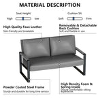 Causeuse de style Mid-Century en similicuir avec cadre en acier
