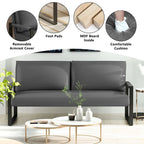 Causeuse de style Mid-Century en similicuir avec cadre en acier
