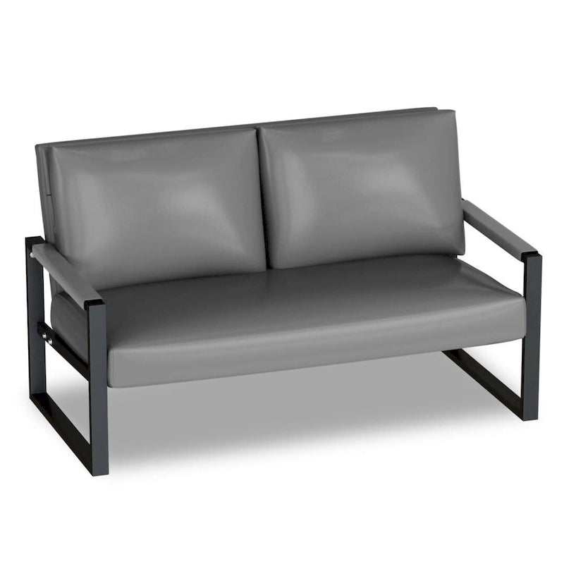 Causeuse de style Mid-Century en similicuir avec cadre en acier