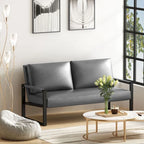 Causeuse de style Mid-Century en similicuir avec cadre en acier
