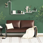 Causeuse de style Mid-Century en similicuir avec cadre en acier