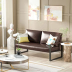 Causeuse de style Mid-Century en similicuir avec cadre en acier