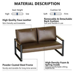 Causeuse de style Mid-Century en similicuir avec cadre en acier