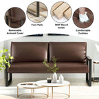 Causeuse de style Mid-Century en similicuir avec cadre en acier