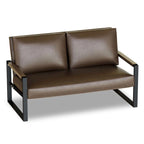 Causeuse de style Mid-Century en similicuir avec cadre en acier