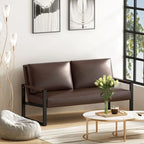 Causeuse de style Mid-Century en similicuir avec cadre en acier