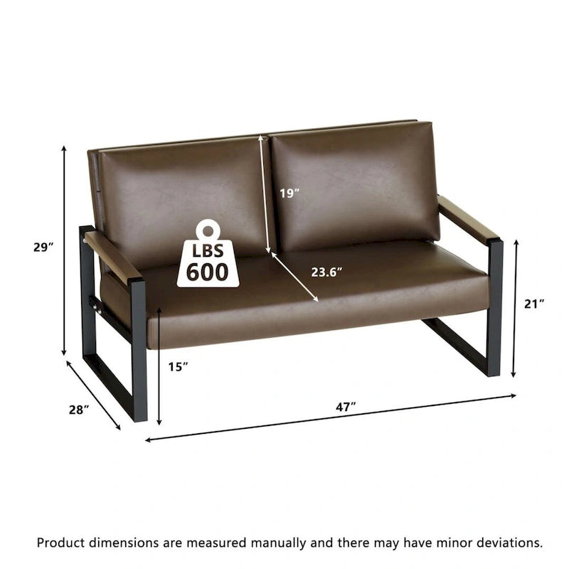 Causeuse de style Mid-Century en similicuir avec cadre en acier