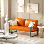 Causeuse de style Mid-Century en similicuir avec cadre en acier