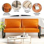 Causeuse de style Mid-Century en similicuir avec cadre en acier