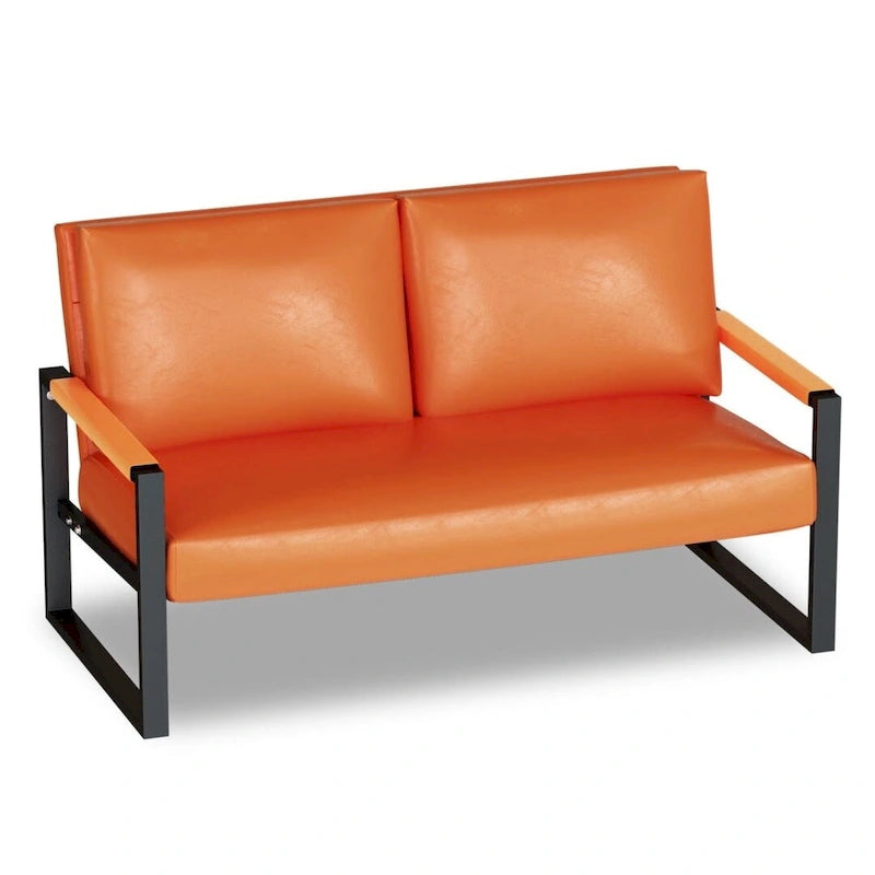 Causeuse de style Mid-Century en similicuir avec cadre en acier