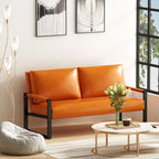 Causeuse de style Mid-Century en similicuir avec cadre en acier