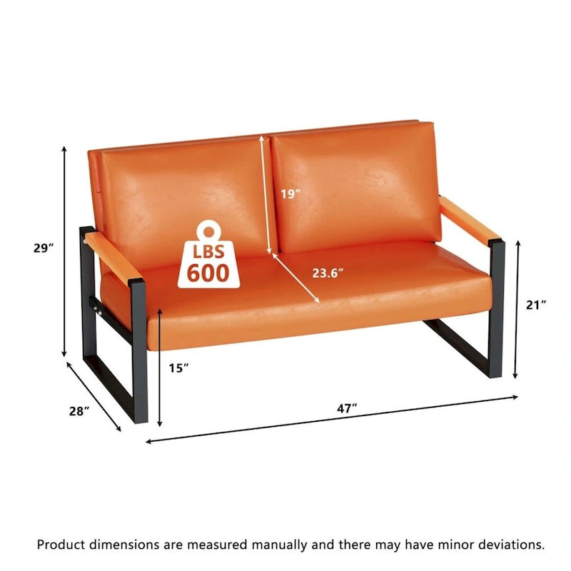 Causeuse de style Mid-Century en similicuir avec cadre en acier