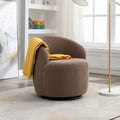 Fauteuil pivotant d'appoint en tissu Teddy, fauteuil club rembourré avec piètement pivotant rond en métal noir.